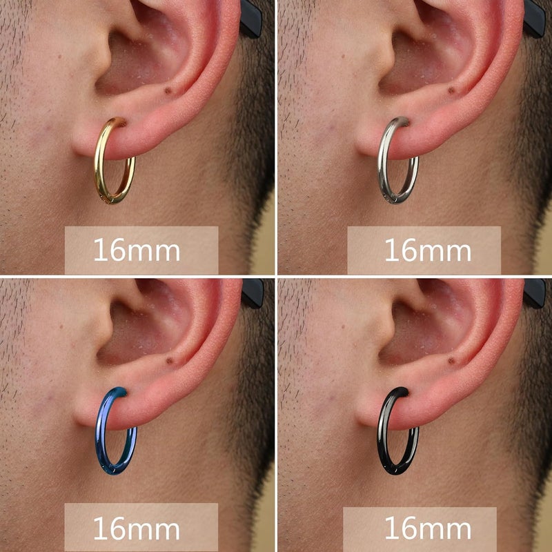 Yadoca 8 Pieces Clip On Earrings For Men Women Non-Piercing Fake Earrings Stainless Steel Clip On Hoop Earring Cool Earrings Ear Clips Set for Gifts - Image 3